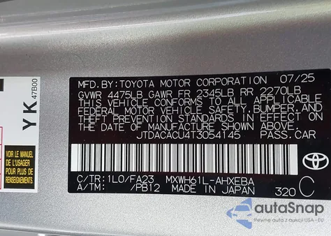 2026 Toyota Prius Plug-In Hybrid Se из США, поврежденный, VIN JTDACACU4T3054145